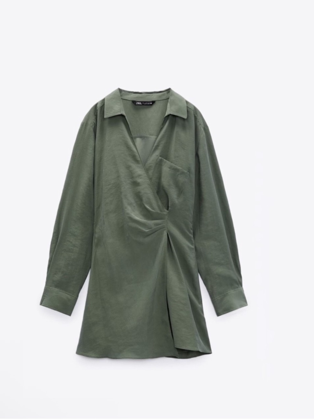 Zara Sage Green Long-Sleeve Twist Dress Size S BNWT